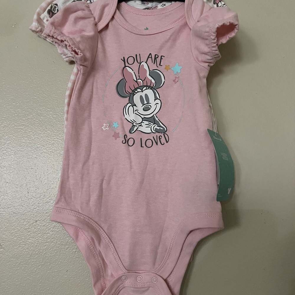 Disney Minnie Mouse Pink Baby Onesies Set
